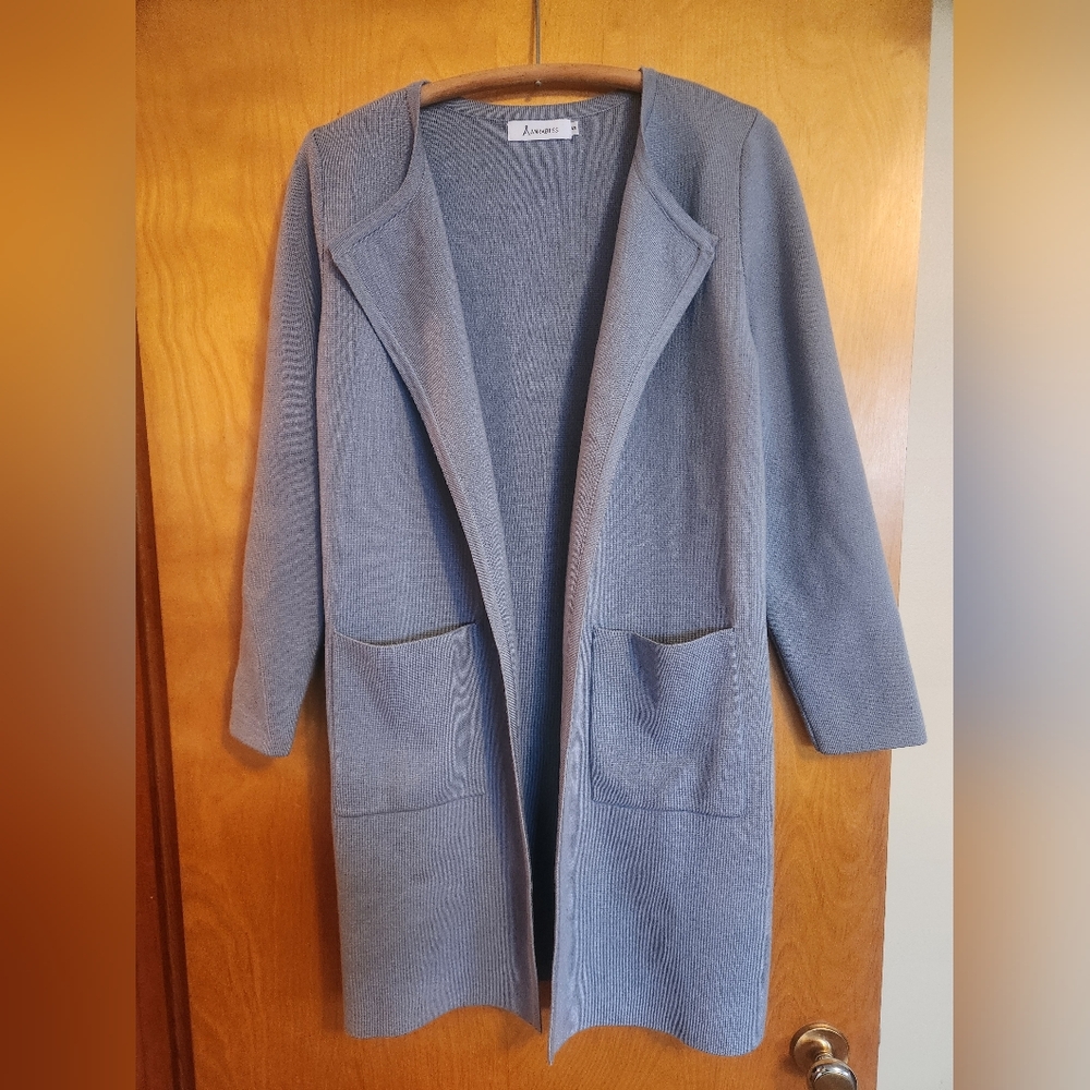 ANRABESS | Gray Blue Open Cardigan
